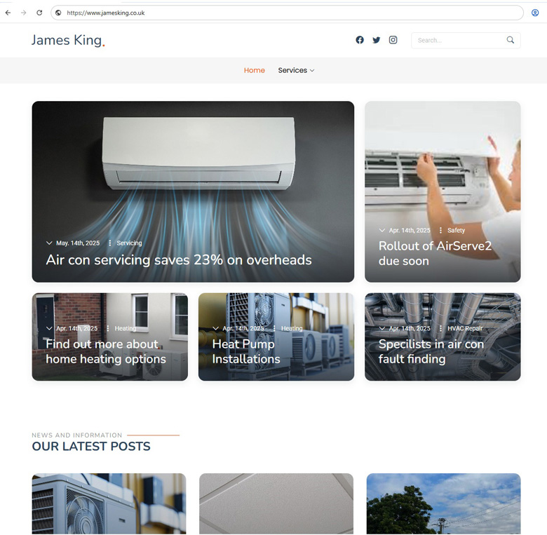 JK Air Conditioning company website preview